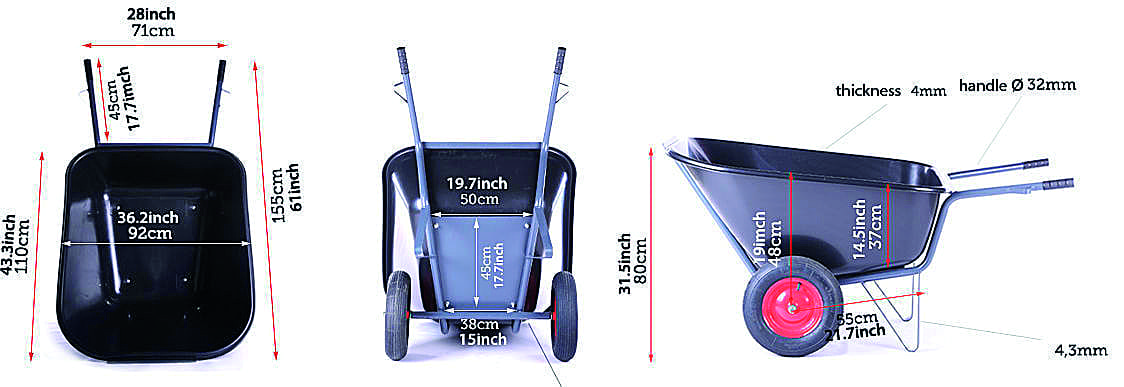 300 Ltr Wheelbarrows Lots of Colours Available
