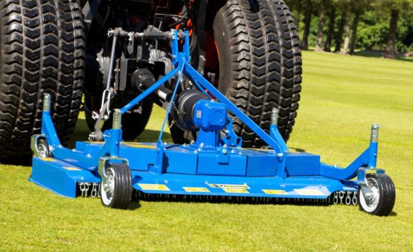 A Fleming 1.8m Finishing Mower with a tire attached to it.