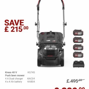 KRESS 40V 37CM cordless brushless push lawn mower KG745 BUNDLE DEAL