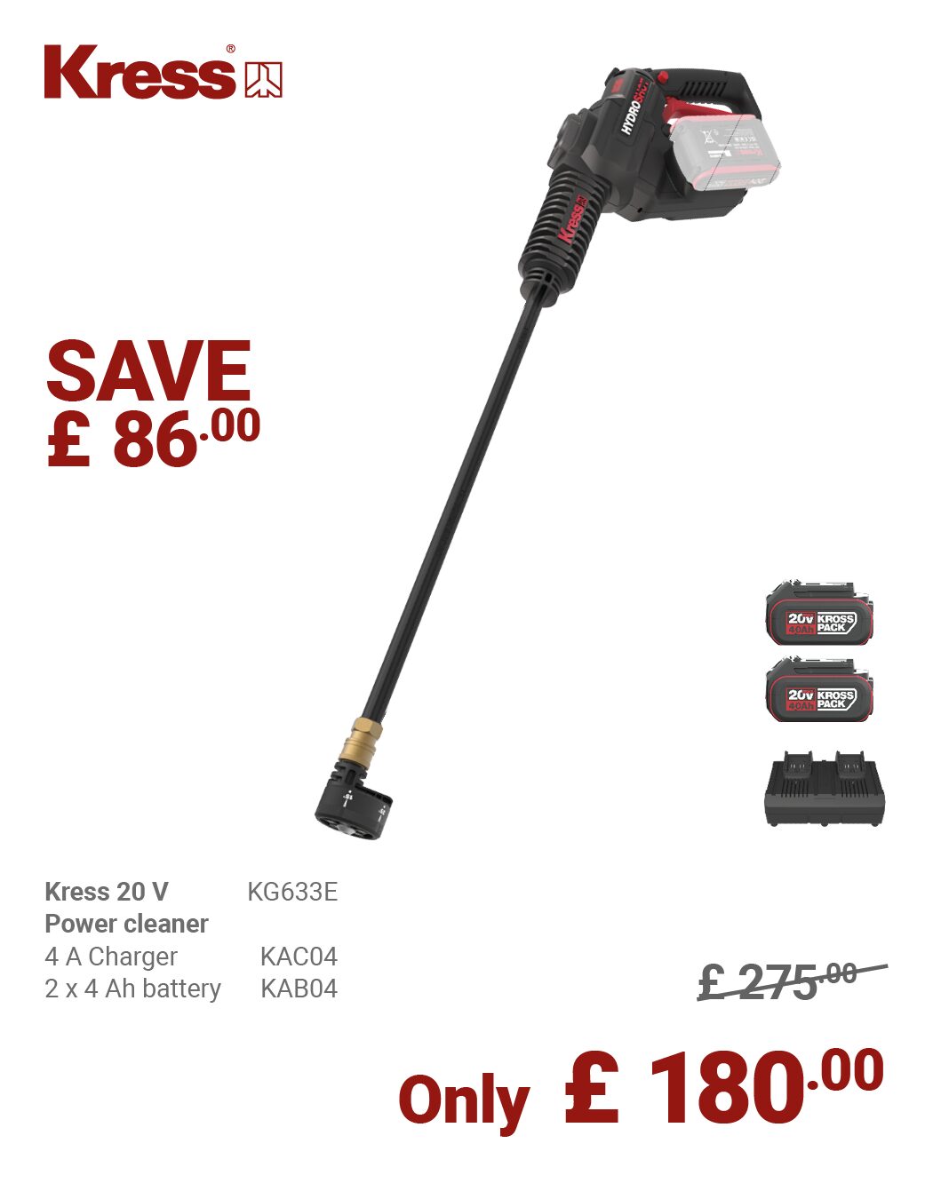 KRESS 20V power cleaner KG633E BUNDLE DEAL