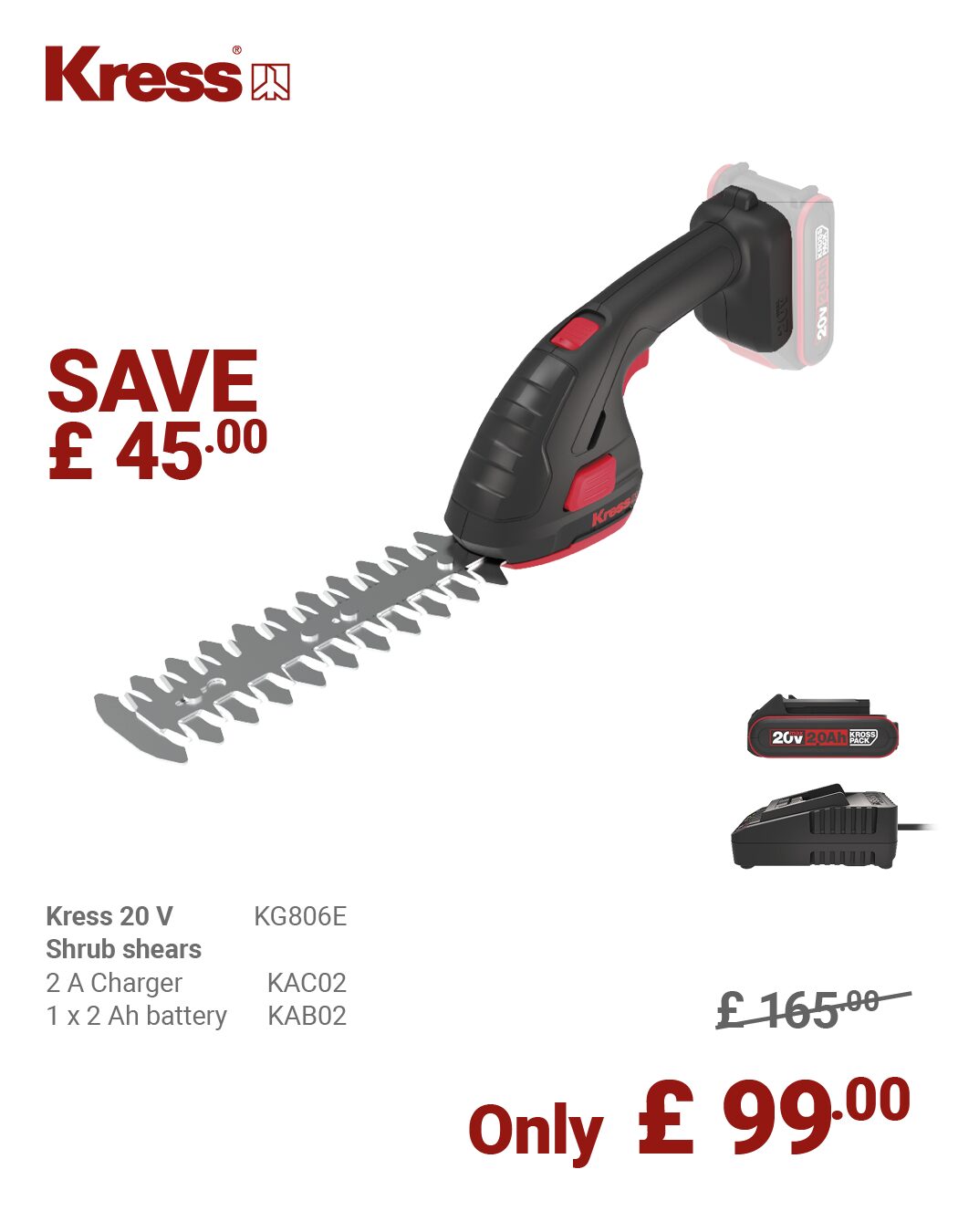KRESS 20V shrub sheers KG806E BUNDLE DEAL