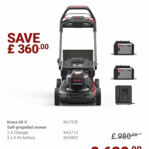 KRESS 60V 46CM Brushless Self-Propelled Mower KG757E BUNDLE DEAL
