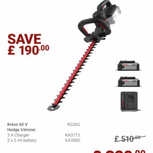 KRESS 60V 64CM Brushless Hedge Trimmer KG262 BUNDLE DEAL
