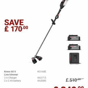KRESS 60V 38CM Brushless Grass Trimmer Tool KG160E BUNDLE DEAL