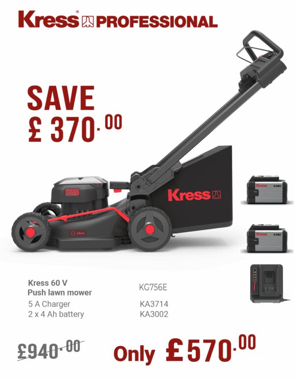 KRESS 60V 46CM Brushless Push lawn mower KG756E BUNDLE DEAL